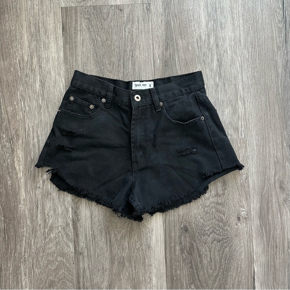 Tiger Mist Black Denim Shorts